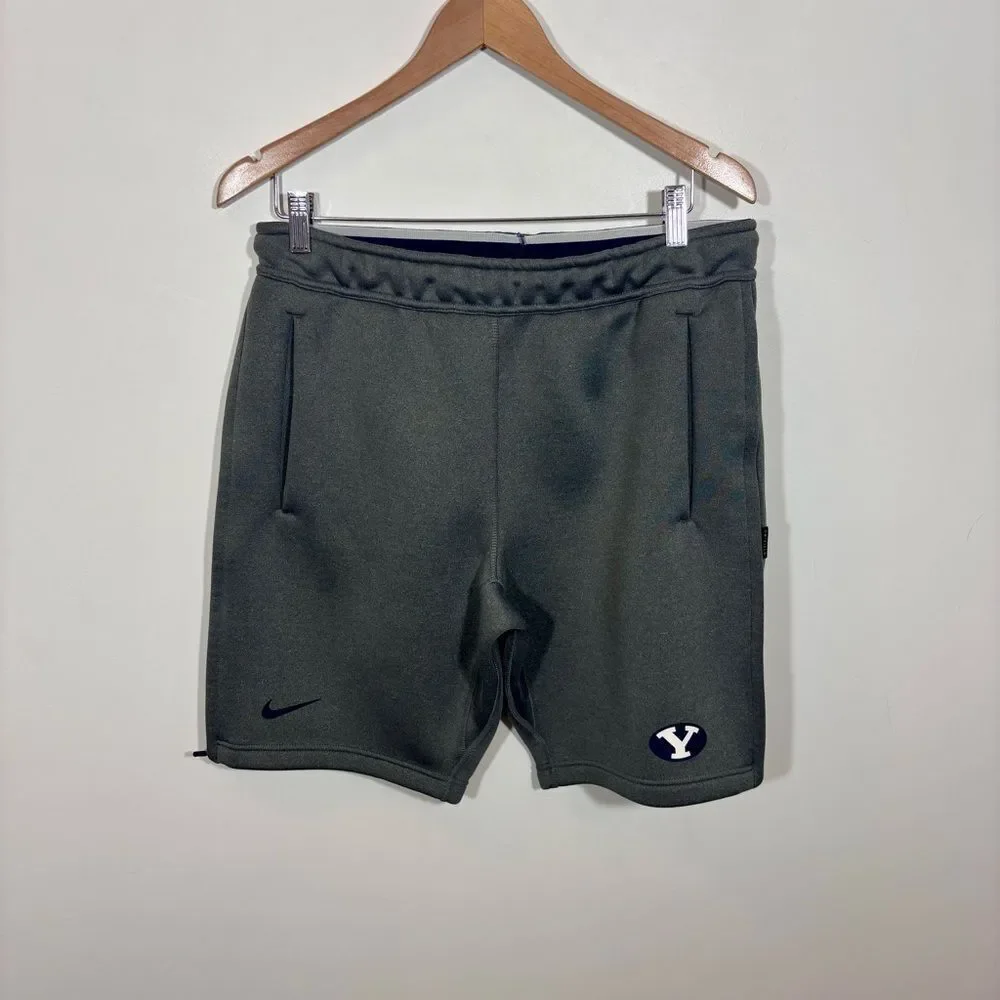 Nike Men's Grey Athletic Elastic Waist BYU Shorts Medium Brigham Young On Field